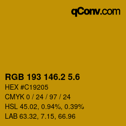 カラーコード: RGB 193 146.2 5.6 | qconv.com