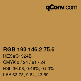 カラーコード: RGB 193 146.2 75.6 | qconv.com