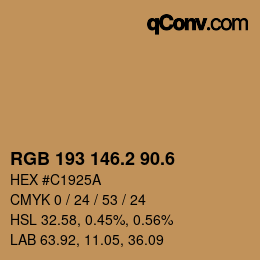 カラーコード: RGB 193 146.2 90.6 | qconv.com