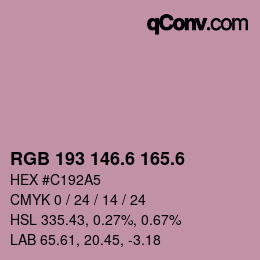 カラーコード: RGB 193 146.6 165.6 | qconv.com