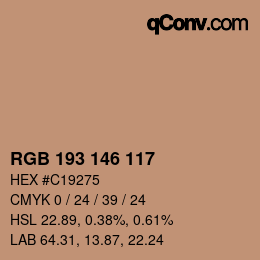 颜色代码: RGB 193 146 117 | qconv.com