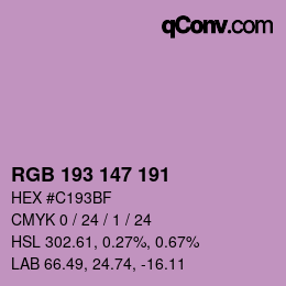 Color code: RGB 193 147 191 | qconv.com