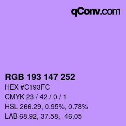 Color code: RGB 193 147 252 | qconv.com
