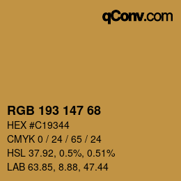 Color code: RGB 193 147 68 | qconv.com