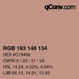 Color code: RGB 193 148 134 | qconv.com