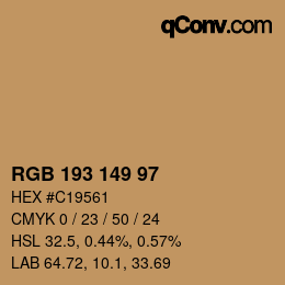 Color code: RGB 193 149 97 | qconv.com