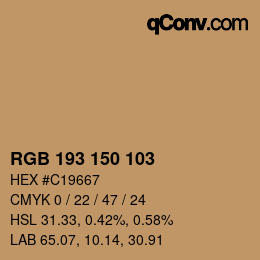 カラーコード: RGB 193 150 103 | qconv.com