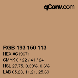 Código de color: RGB 193 150 113 | qconv.com