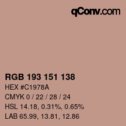 Color code: RGB 193 151 138 | qconv.com