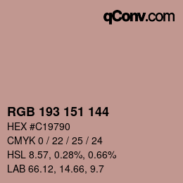 颜色代码: RGB 193 151 144 | qconv.com