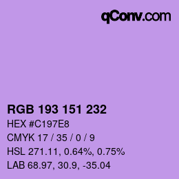 Color code: RGB 193 151 232 | qconv.com