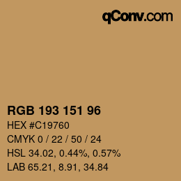 カラーコード: RGB 193 151 96 | qconv.com