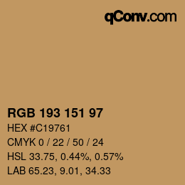 カラーコード: RGB 193 151 97 | qconv.com