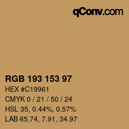 Color code: RGB 193 153 97 | qconv.com