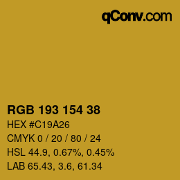 Color code: RGB 193 154 38 | qconv.com