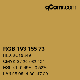 Color code: RGB 193 155 73 | qconv.com