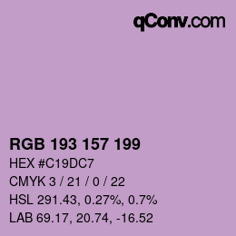 Color code: RGB 193 157 199 | qconv.com