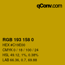 カラーコード: RGB 193 158 0 | qconv.com