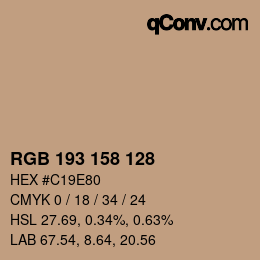 Color code: RGB 193 158 128 | qconv.com