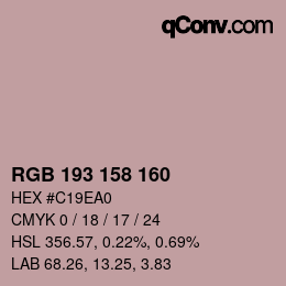 Color code: RGB 193 158 160 | qconv.com