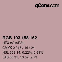 Color code: RGB 193 158 162 | qconv.com