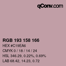 Color code: RGB 193 158 166 | qconv.com