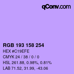 カラーコード: RGB 193 158 254 | qconv.com
