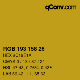 颜色代码: RGB 193 158 26 | qconv.com