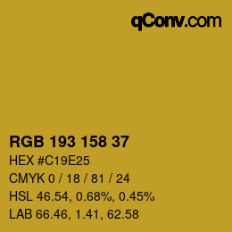 Color code: RGB 193 158 37 | qconv.com