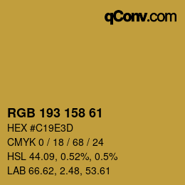 Color code: RGB 193 158 61 | qconv.com