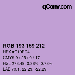 カラーコード: RGB 193 159 212 | qconv.com