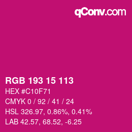 Color code: RGB 193 15 113 | qconv.com