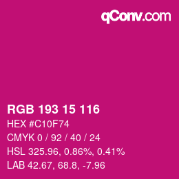 カラーコード: RGB 193 15 116 | qconv.com