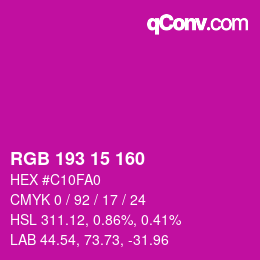Color code: RGB 193 15 160 | qconv.com