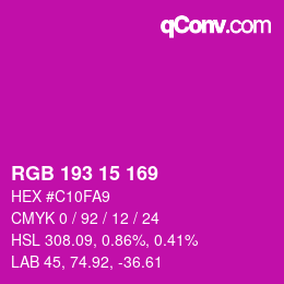 Color code: RGB 193 15 169 | qconv.com