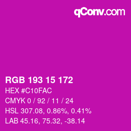 Color code: RGB 193 15 172 | qconv.com