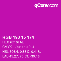 Color code: RGB 193 15 174 | qconv.com