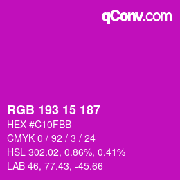 Color code: RGB 193 15 187 | qconv.com