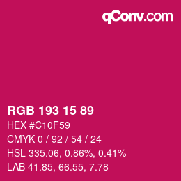 カラーコード: RGB 193 15 89 | qconv.com