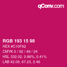 Color code: RGB 193 15 98 | qconv.com