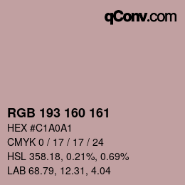 カラーコード: RGB 193 160 161 | qconv.com