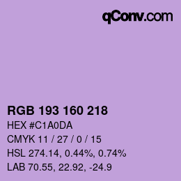 Color code: RGB 193 160 218 | qconv.com