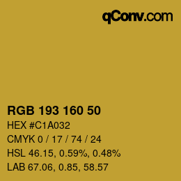 Color code: RGB 193 160 50 | qconv.com