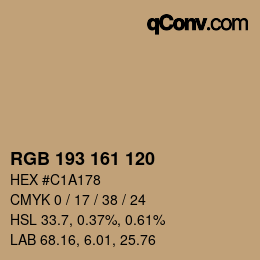 カラーコード: RGB 193 161 120 | qconv.com