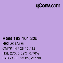 カラーコード: RGB 193 161 225 | qconv.com
