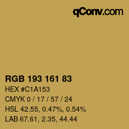 Color code: RGB 193 161 83 | qconv.com