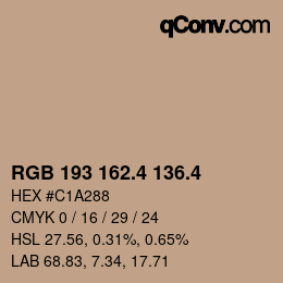 カラーコード: RGB 193 162.4 136.4 | qconv.com