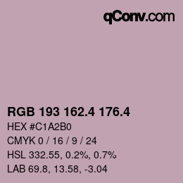 カラーコード: RGB 193 162.4 176.4 | qconv.com