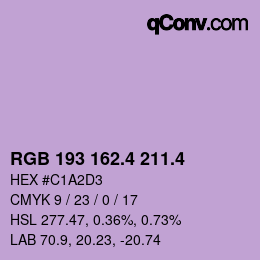 カラーコード: RGB 193 162.4 211.4 | qconv.com