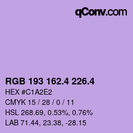 カラーコード: RGB 193 162.4 226.4 | qconv.com